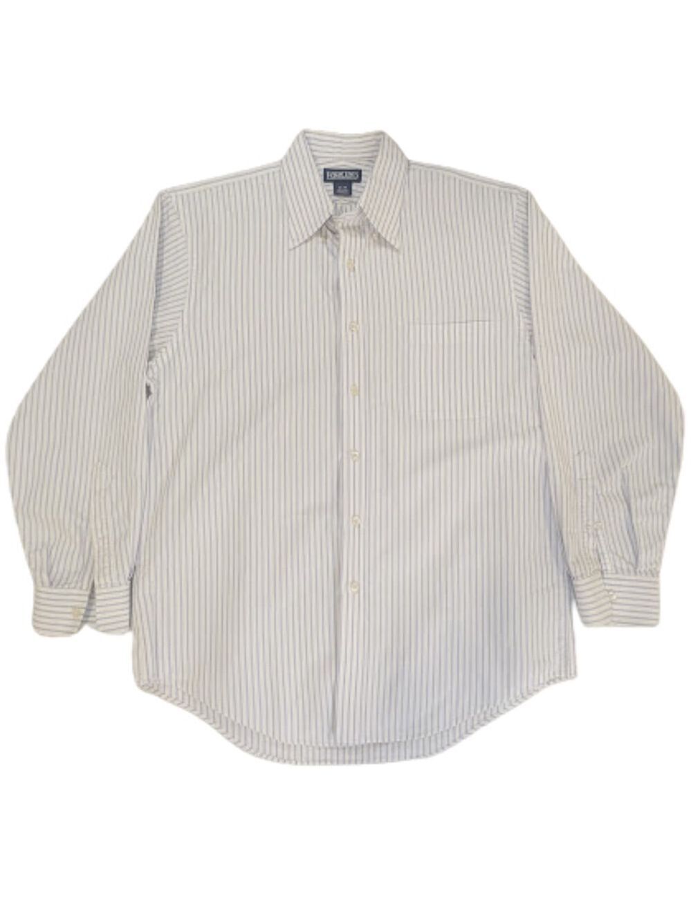 Lands' End Striped Button Down Shirt Blue White Old Money Coastal Classic 16-33